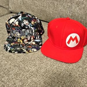 My Hero Academia/Super Mario Bros Snapback Combo Pack. EUC